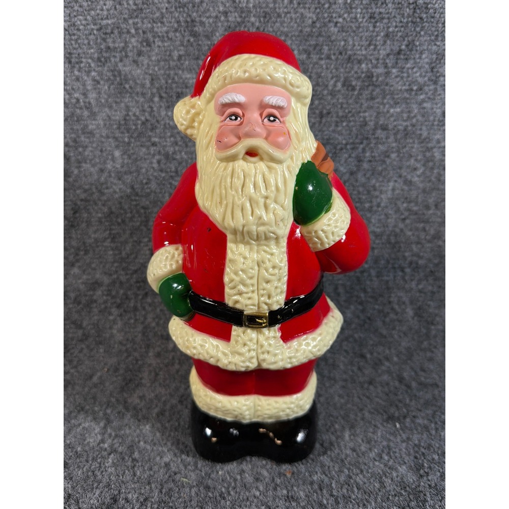 Vintage Santa Claus Blow Mold Christmas Tabletop Decoration Red 9.5 Inch